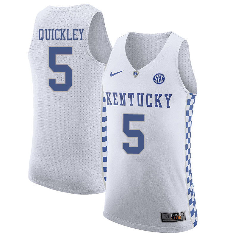 Men #5 Immanuel Quickley Kentucky Wildcats College Basketball Jersyes Sale-White